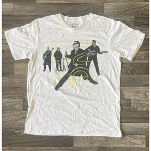 U2 Innocence Experience Tour Shirt Men’s Large Solid White Double Sided Band Tee